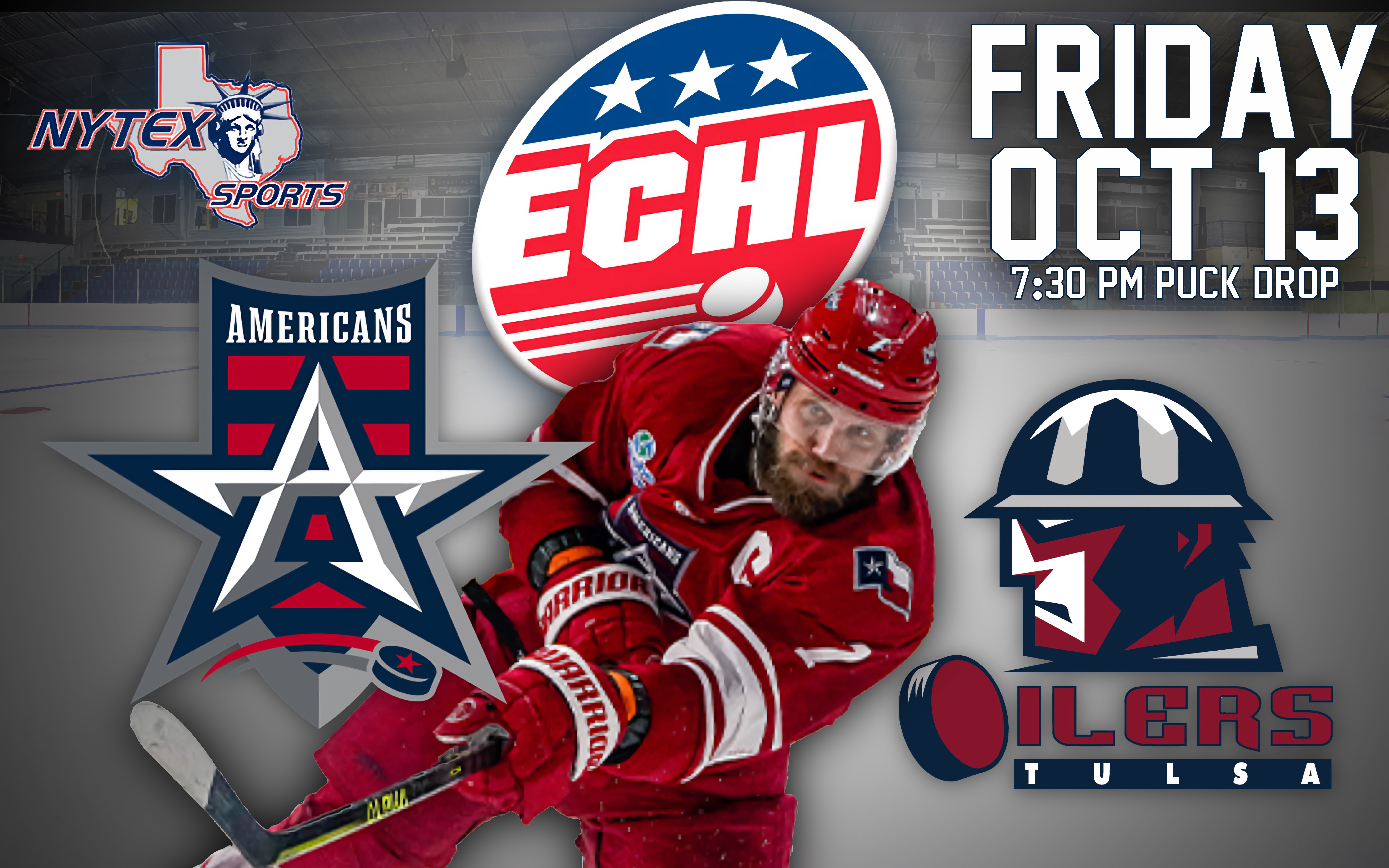 Allen Americans to Face Tulsa Oilers in ECHL Rivalry on Oct 13th at NYTEX!